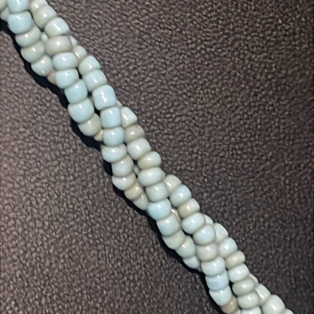 AFRICAN TRADE BEAD Blue Brown White SHELL DISC NECKLACE Boho Chic - Picture 6 of 6